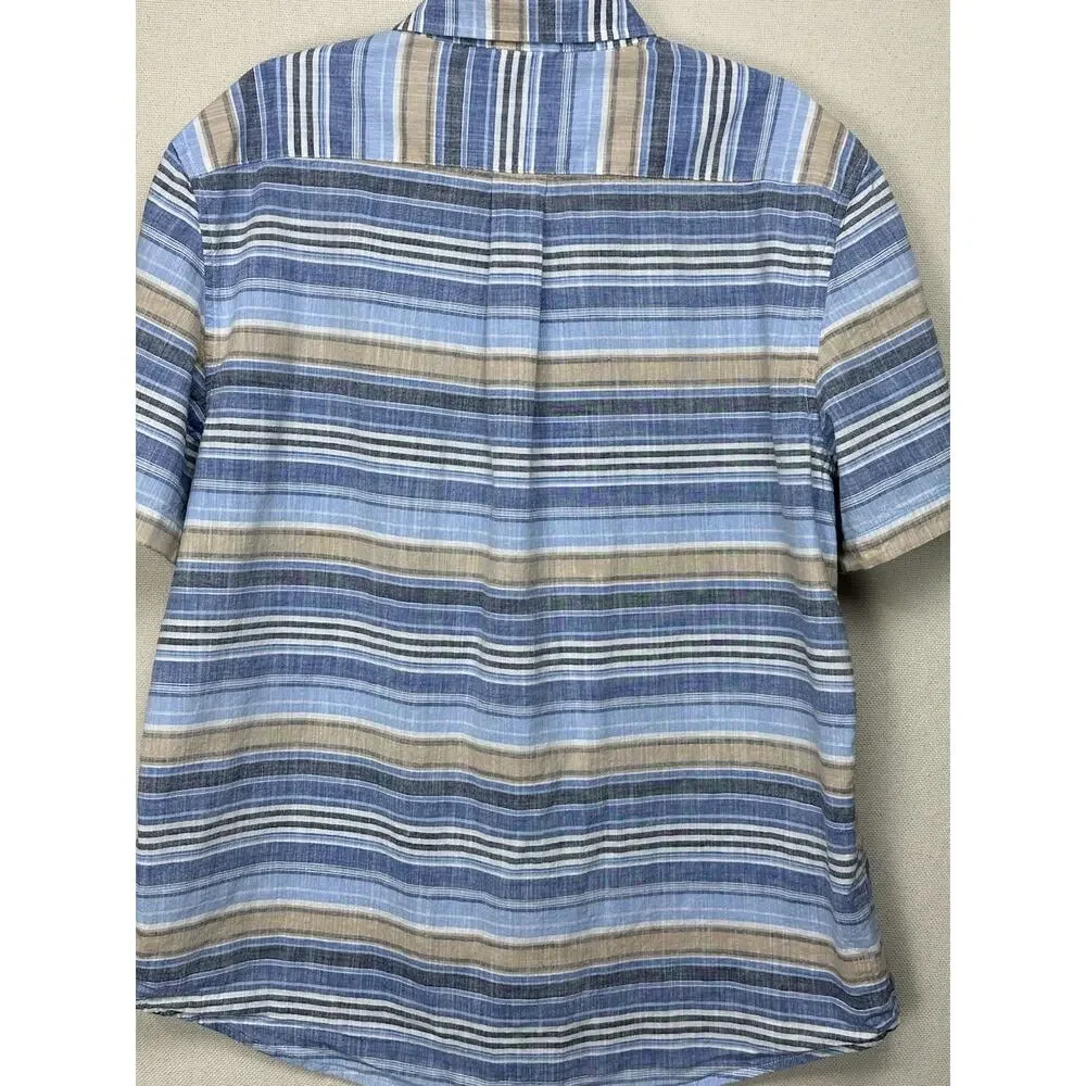 U.S. Polo Assn. Shirt Mens 2XL Blue Button Striped Short Sleeve Collard Spring - Picture 6 of 10